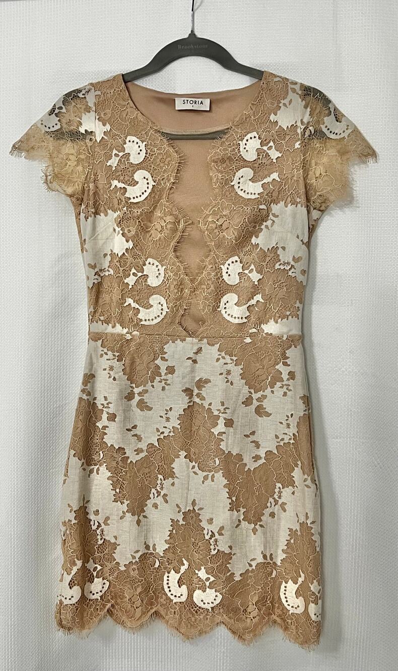 STORIA lace, mini, sheer mesh, cocktail dress S